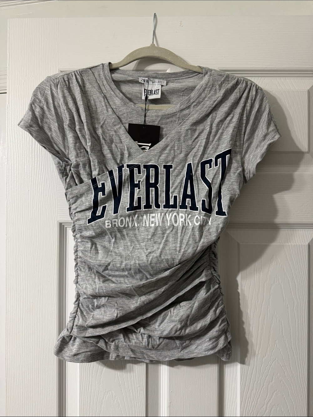 Everlast Gray Short-Sleeve Ruched Logo Tee